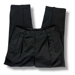 Brooks Brothers 40x32 Black Stretch Wool Pleated Dress Mens Pants
